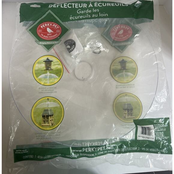 PERKY PET TRANSPARENT Squirrel BAFFLE 16-Inch Keep Squirrels Away - Picture 2 of 2